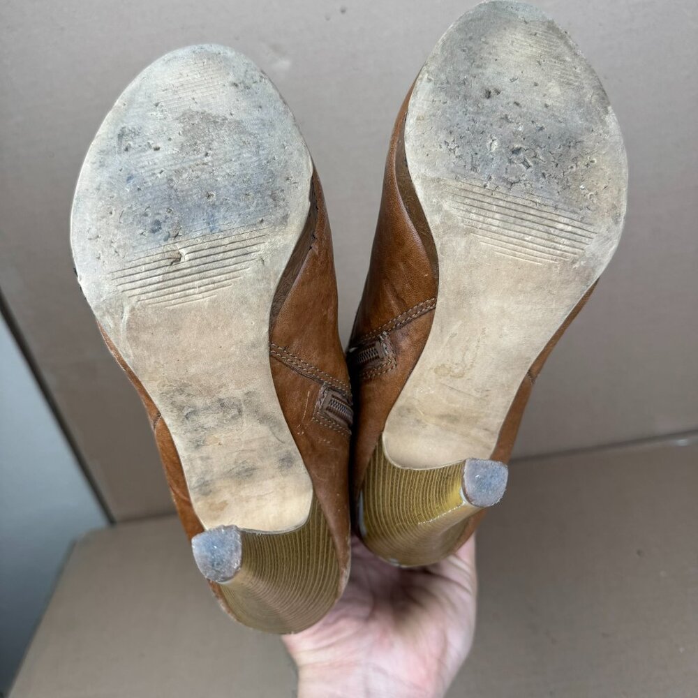 Jessica Simpson Cognac Leather Platform Slouch Boots Size 6.5B AS-IS/REPAIR - Picture 13 of 13